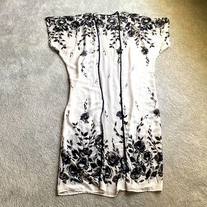 Black and white open flow cardigan